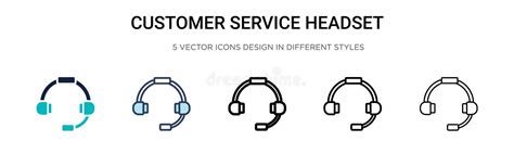 Customer Service Headset Icon In Filled Thin Line Outline And Stroke