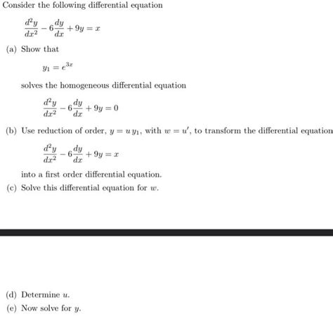 Solved Consider The Following Differential Equation