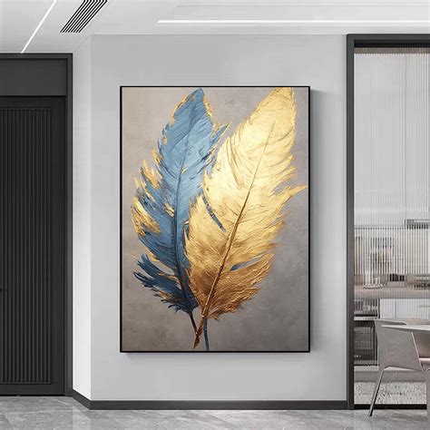 Original Feather Oil Painting on Canvas, Modern Textured Wall Art ...