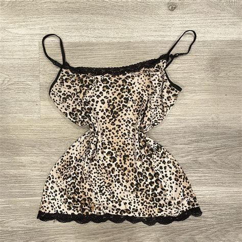 Y2k Cheetah Print With Black Lace Trim Cami No Depop