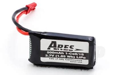 Ares AZSH1255 500mAh 1 Cell 1S 3 7V 15C LiPo Battery JST Connector