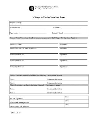 Fillable Online Thesis Committee Composition Approval Form Fax Email