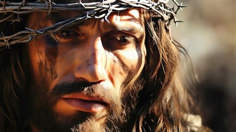 Premium Ai Image Religious Scene With Jesus Christ Wearing A Crown Of Thorns Looking Up At