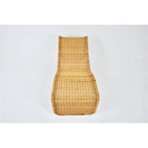 Vintage P3s Rattan Lounge Chair By Tito Agnoli 1960