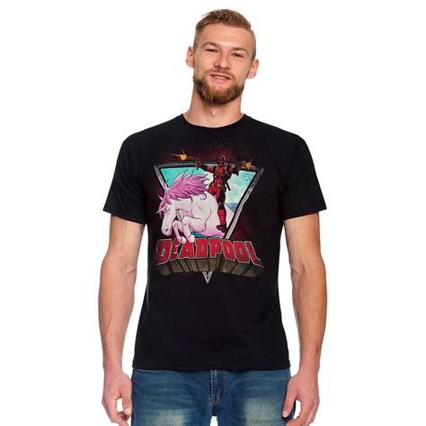 Deadpool Unicorn Ride T Shirt Schwarz Elbenwald