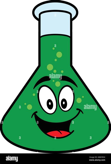 Chemistry Flask Mascot - A cartoon illustration of a Chemistry Flask ...