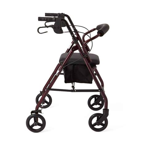 Medline Aluminum Transport Mobility Rollator with 6 Inch Wheels