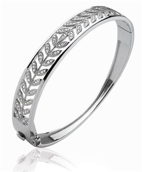 Superbe Bracelet En Argent Rhodi Et Cristaux Oxyde De