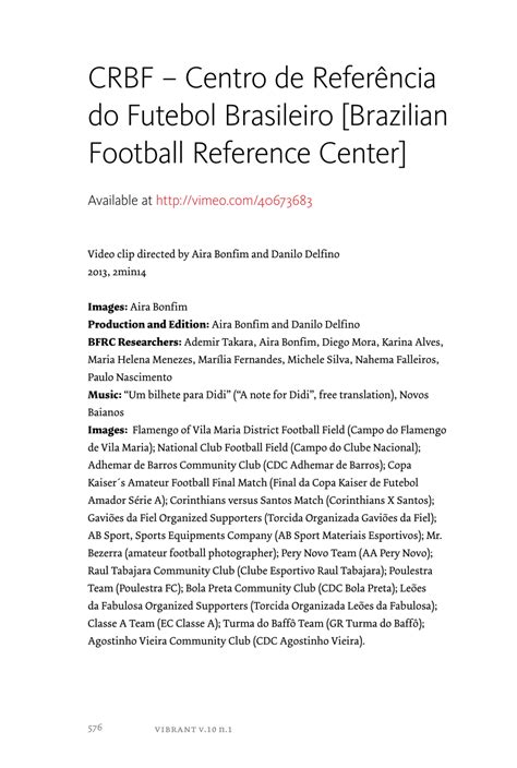 PDF CRBF Centro de Referência do Futebol Brasileiro Brazilian