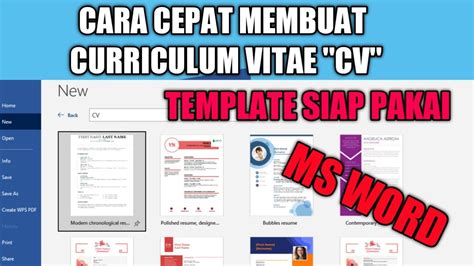 Tutorial Dan Cara Bagaimana Membuat Curriculum Vitae Atau Cv Di Ms Word