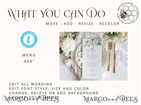 What You Can Do Move Add Resize Recolor For Wedding Menus