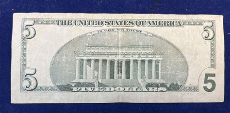 Faulty Alignment Miscut Error 5 Five Dollar Bill 2001 Ebay