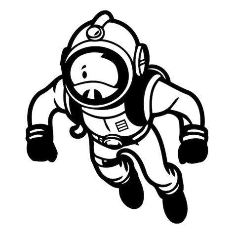 Astronauta En Traje Espacial Volando Sobre Un Fondo Blanco Ilustración Vectorial Vector Premium