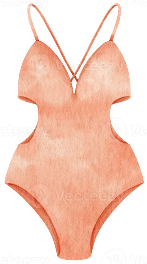 Pink One Piece Bikini Swimsuits Watercolor Style For Decorative Element