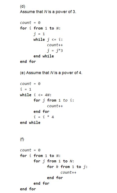 Solved For Each Piece Of Pseudocode Below Determine The Chegg