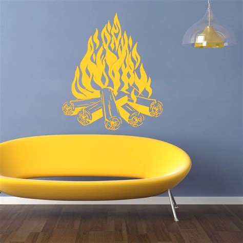 Bonfire Campfire Camping Wall Stickers Vinyl Wall Decal Fire Fireplace ...