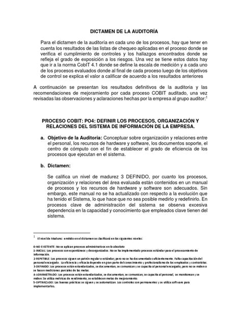 Ejemplo Dictamen De La Auditoria 2017 Contralor Bases De Datos