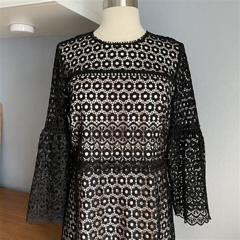 J Crew Bell Sleeve Daisy Lace Sheath Dress Black Nude Size Ebay