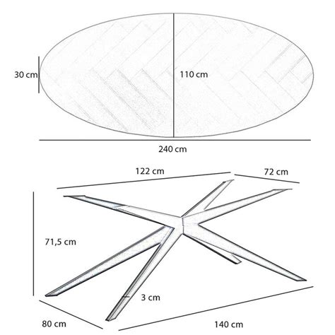 Esstisch Ilva oval Fischgrät PVC schwarz 240 x 110 cm Bronx71