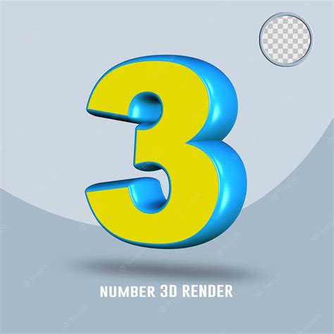 Premium PSD | 3d render number 3 yellow light blue color