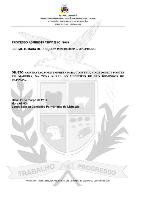 Edital Publicar Prefeitura Municipal De São Domingos Do Capim