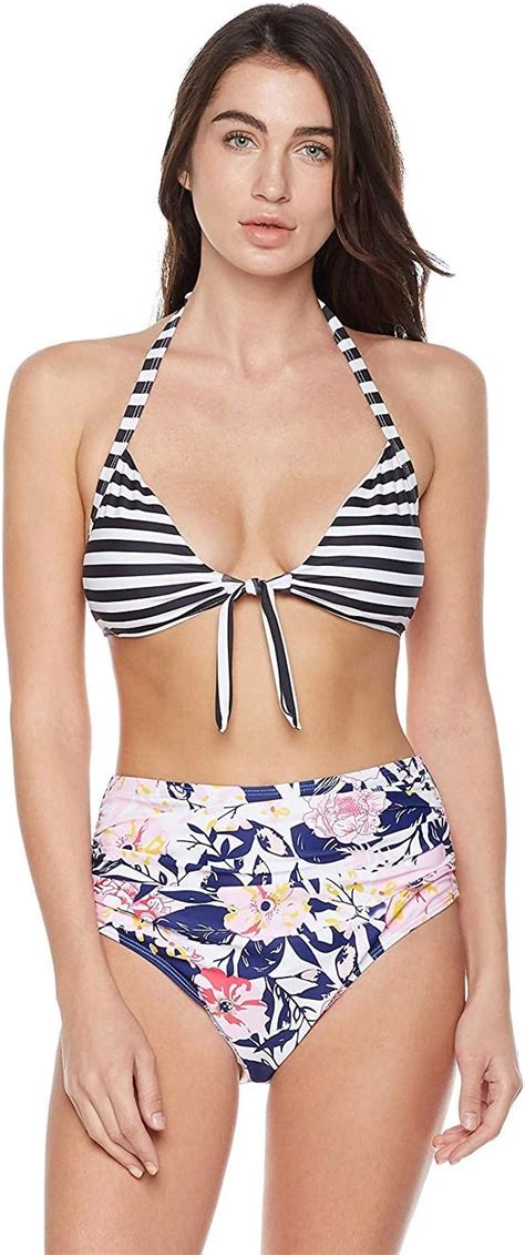 Amazon Bloom Muse Women S Halter Triangle Bikini Set Knotted High