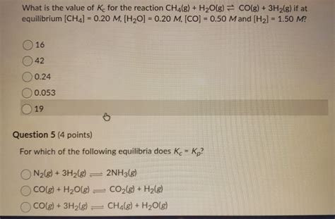 Solved What Is The Value Of Kc For The Reaction Ch48