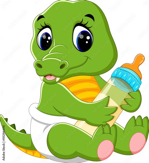 Illustration Of Cute Baby Crocodile Cartoon Stock Vektorgrafik Adobe