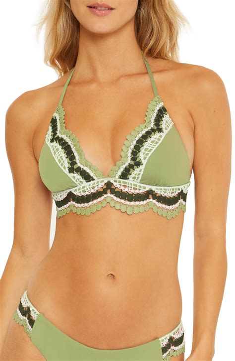 Delilah Crochet Trim Halter Bikini Top Editorialist