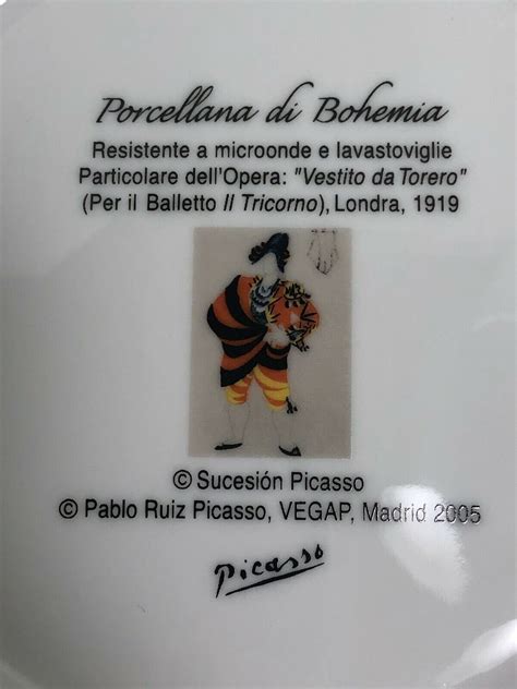 Di Bohemia 6 Plates Salad Dessert Porcellana Torero Pablo Picasso Made