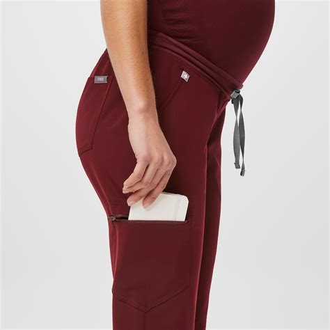 Zamora™ Maternity Jogger Scrub Pants Burgundy · Figs