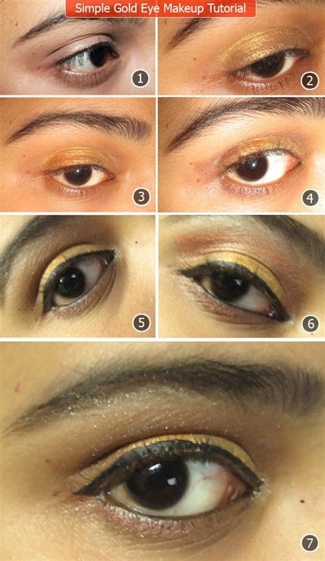 How To Apply Simple Gold Eye Makeup Tutorial With Pictures Gold