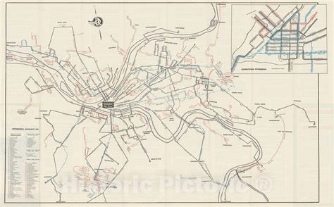 Historic Map Pittsburgh Pittsburgh Railways Transit Guide Map Railr