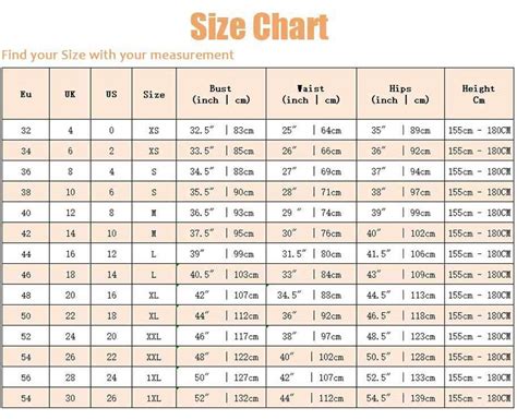 Ylistyle Standard Size Chart Etsy