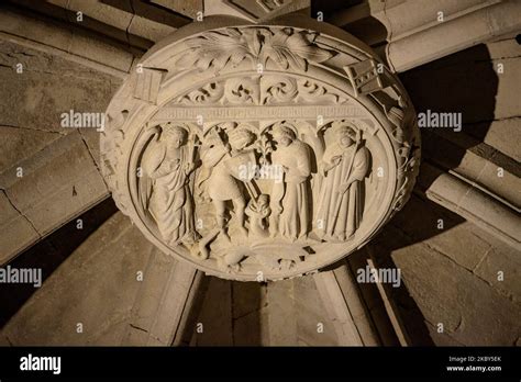 Clé d une voûte à l intérieur de la basilique de Sant Feliu à Gérone