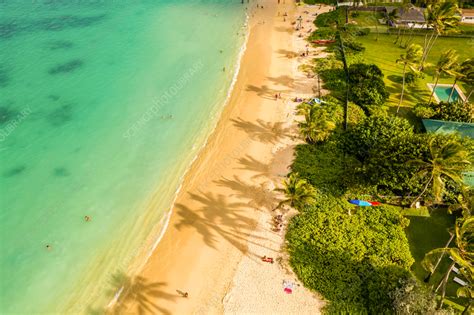 Aerial View Of Lanikai Beach Kailua Bay Oahu Hawaii Usa Stock