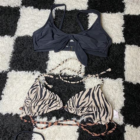 Women S Black And Tan Bikini And Tankini Tops Depop