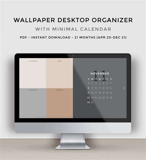 Desktop Organizer Wallpaper With Calendar