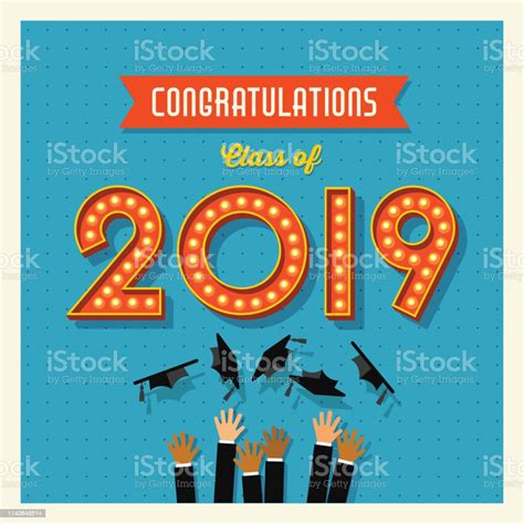 2019 Graduation Card Or Banner Design Class Of 2019 Stock Illustration