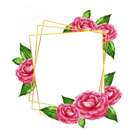 Watercolor Flower Frame Clipart Hd Png Camellia Watercolor Flower Gold