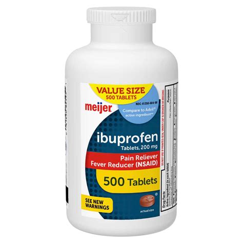 Meijer Ibuprofen Tablets USP Pain Reliever Fever Reducer 200 Mg 500