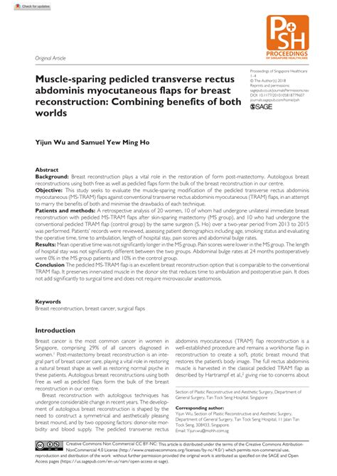 Pdf Muscle Sparing Pedicled Transverse Rectus Abdominis Myocutaneous