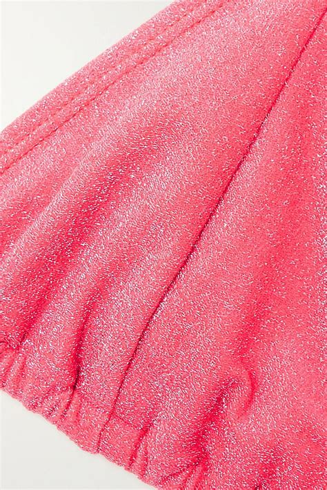 GOOD AMERICAN Sparkle Tiny Ties Metallic Triangle Bikini Top THE OUTNET