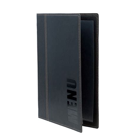 Trendy Black Leather Style A Restaurant Menu Holder Menu Cover