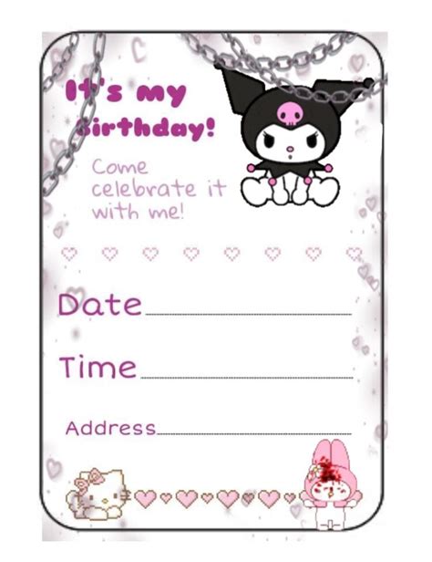 Invitación De Cumpleaños Sanrio Kuromi Artofit