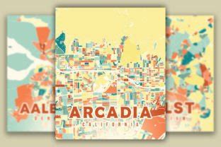 Arcadia California Colorful Map Graphic by Poster Boutique · Creative Fabrica