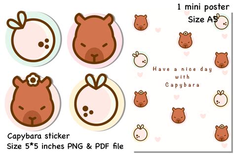 Capybara Sticker Mini Poster Graphic By Spsweet Creative Fabrica