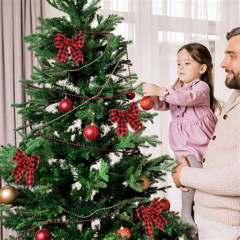 Cinta De Tela Escocesa De Franela De B Falo De Navidad Roja Y Negra Con