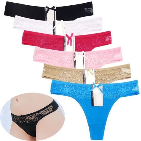 5color Cotton Lace Womens Sexy Thongs G String Underwear Panties