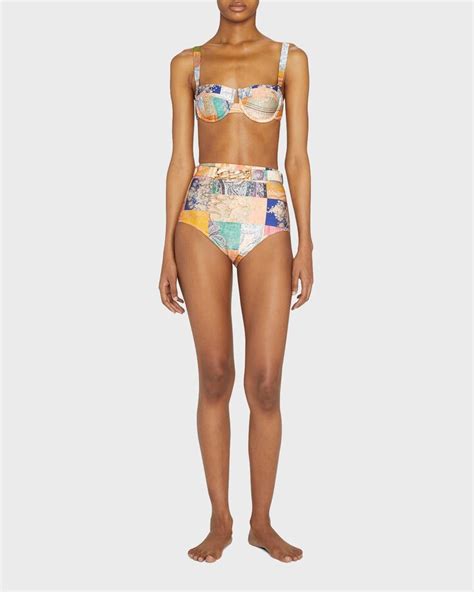 Zimmermann Anneke Paisley Patchwork Belted Bikini Bottoms Shopstyle